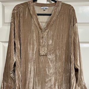 White Birch V-Neck Long Sleeve Velvet Blouse Size Small NWOT